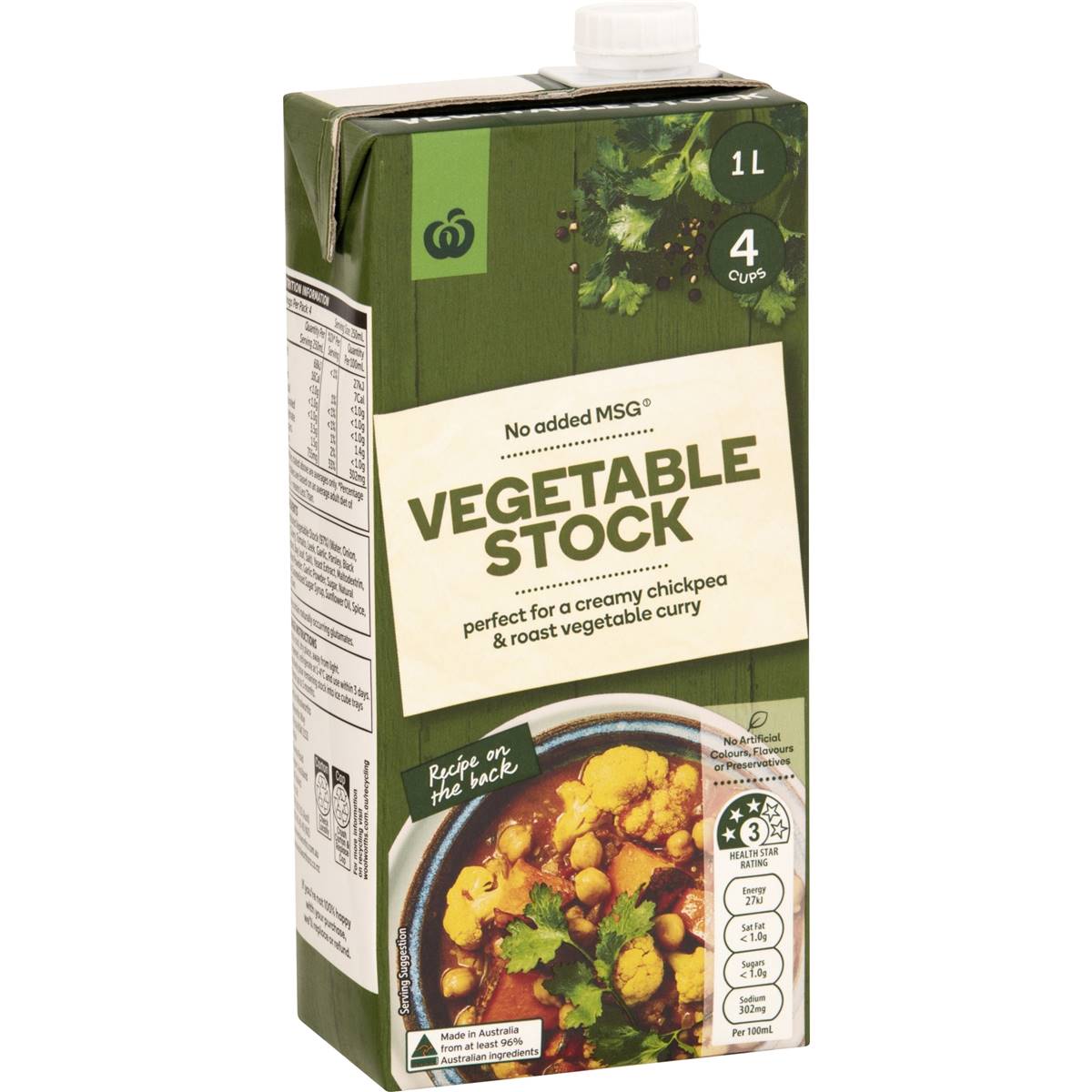 Calories in Woolworths Vegetable Liquid Stock calcount