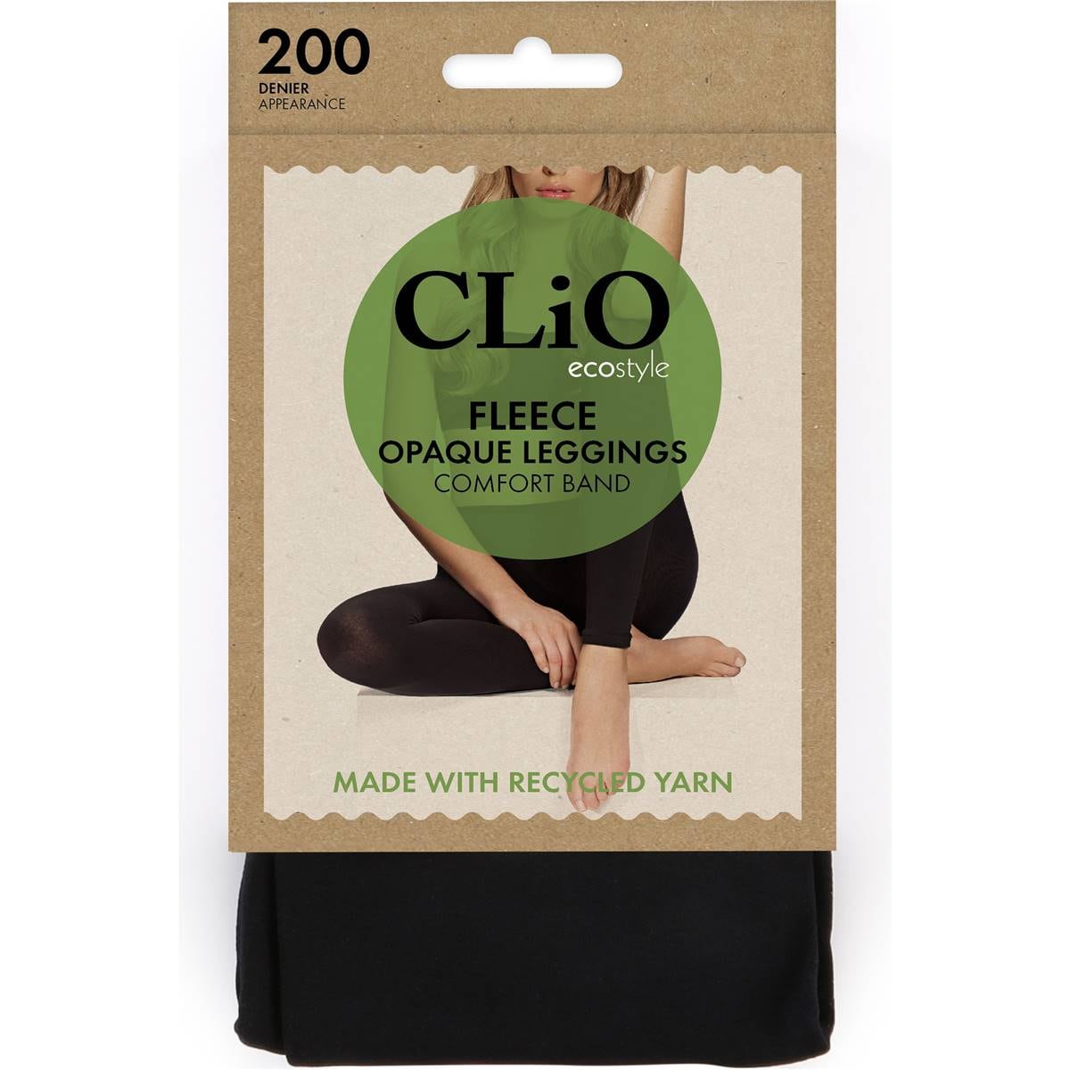 Clio Fleece Opaque Leggings 200 Denier Black Tall-Extra Tall