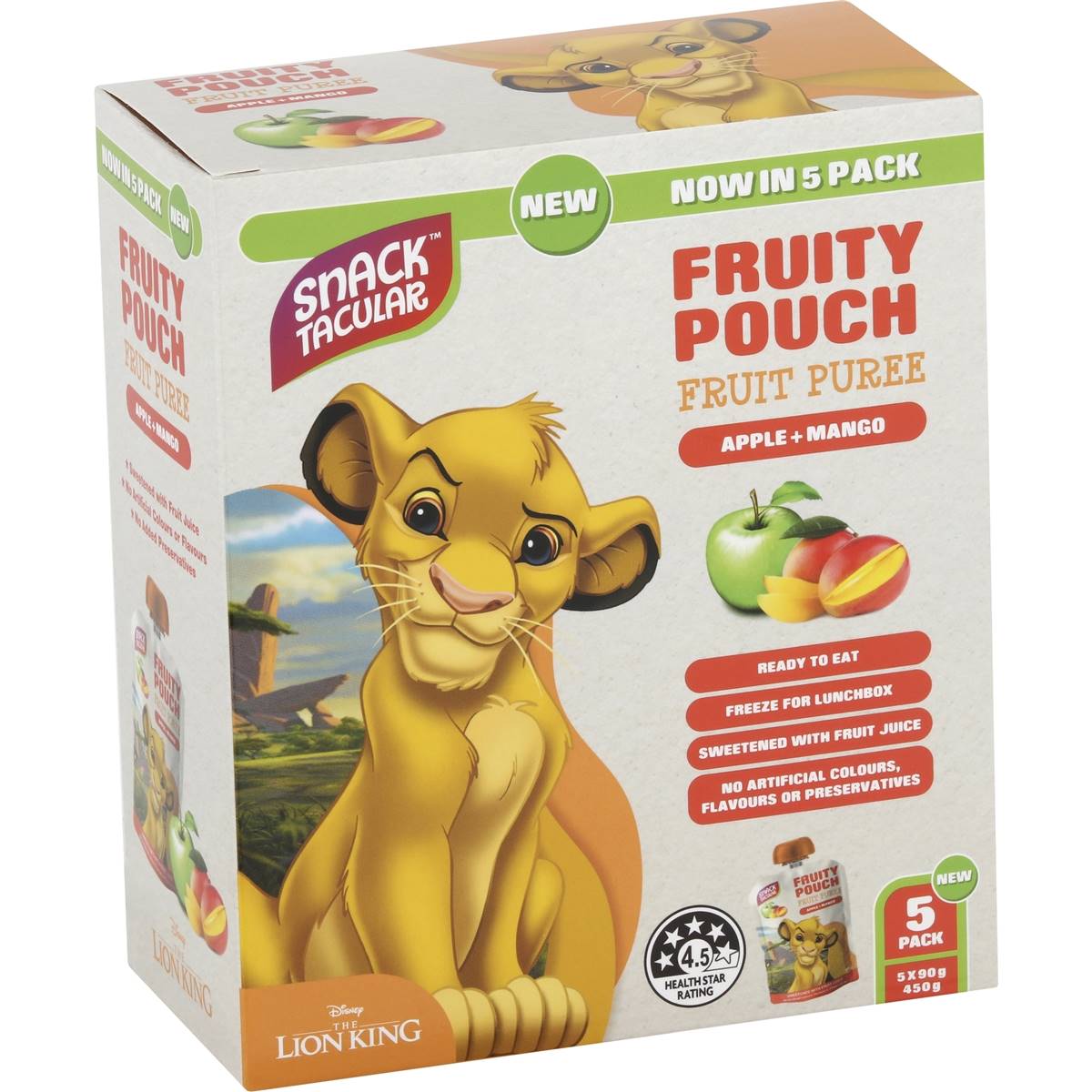 Calories in Snacktacular Fruit Pouch Apple & Mango Puree