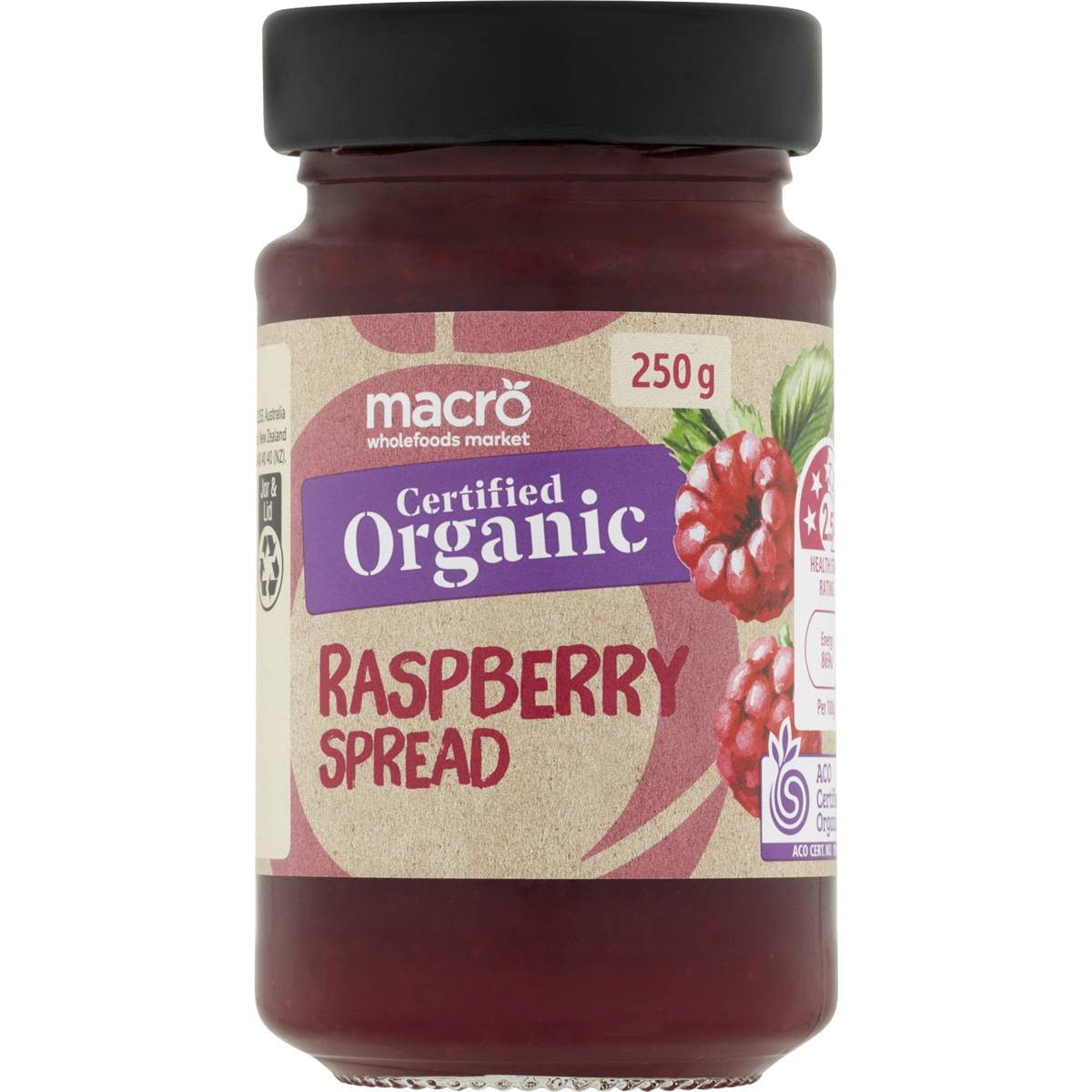 Calories in Macro Organic Raspberry Jam calcount