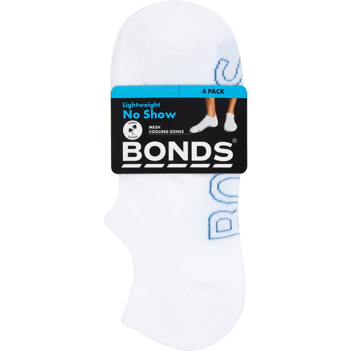 Bonds Mens Lightweight No Show Socks Size 6-10 Assorted 4 pack