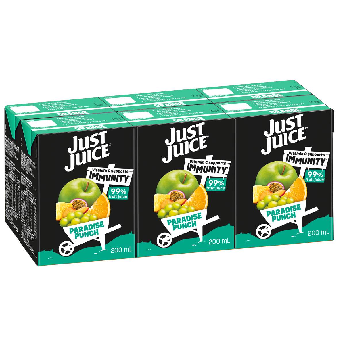Just Juice Paradise Punch Poppers 200mL x 6 pack