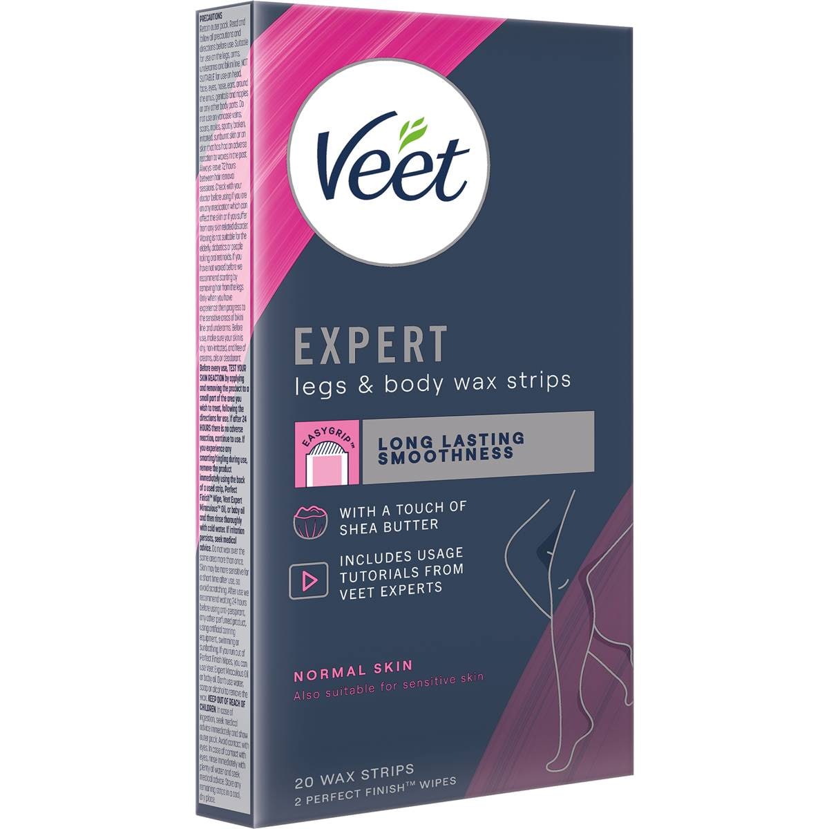 Veet Expert Legs & Body Hair Removal Cold Wax Strips 20 pack