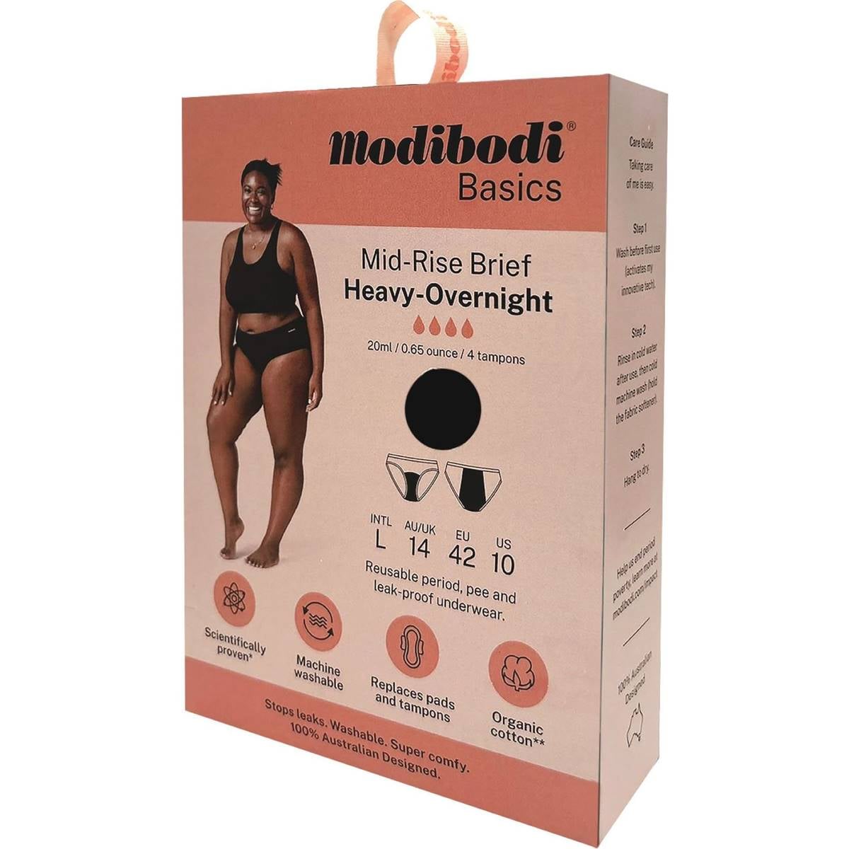 Modibodi Mid Rise Period Underwear Heavy - Overnight Size 14