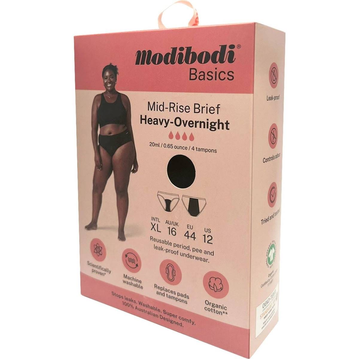 Modibodi Mid Rise Period Underwear Heavy - Overnight Size 16