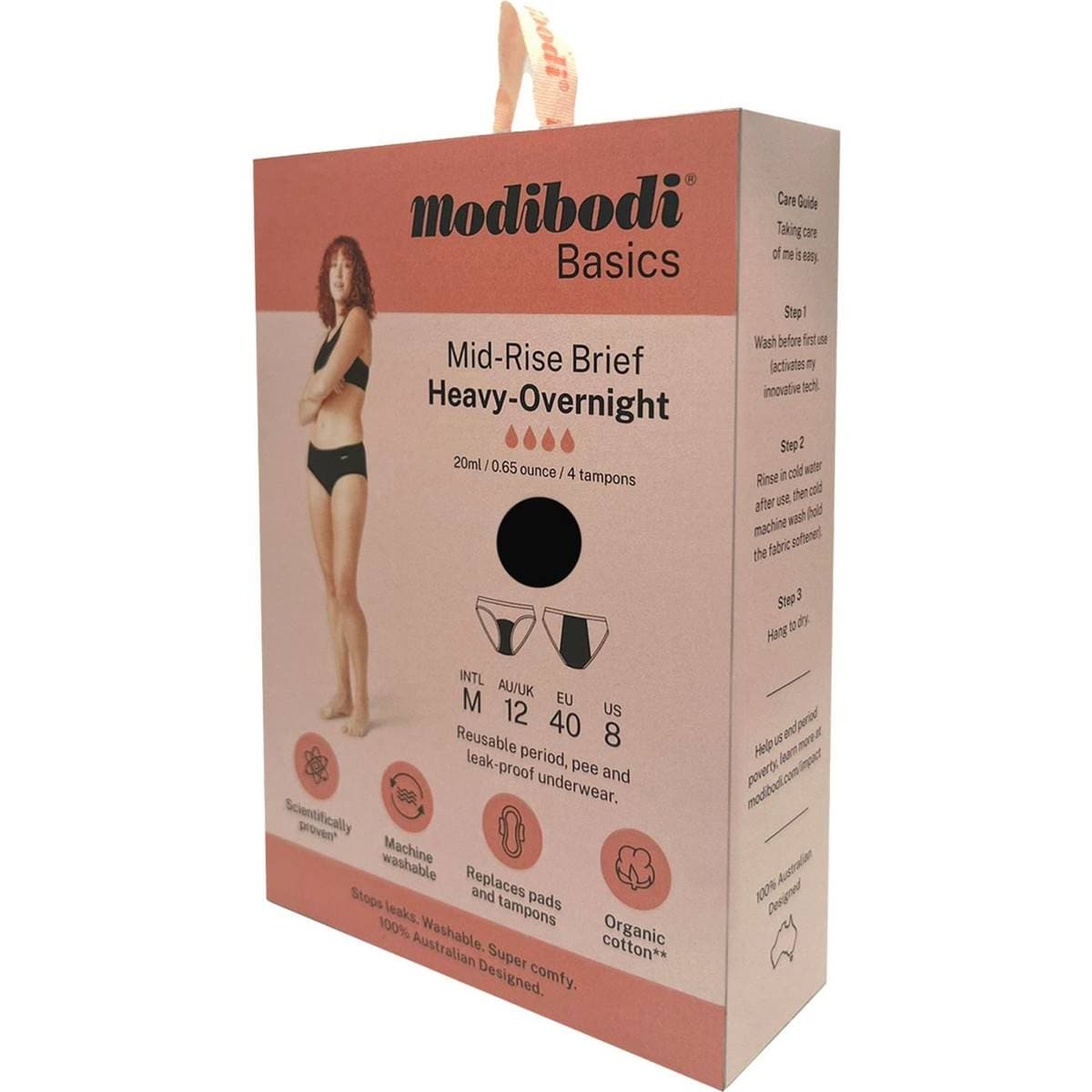 Modibodi Mid Rise Period Underwear Heavy - Overnight Size 12