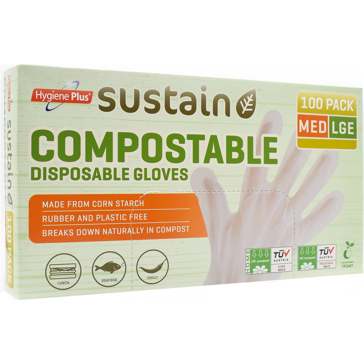 Hygiene Plus Compostable Disposable Gloves Medium/Large