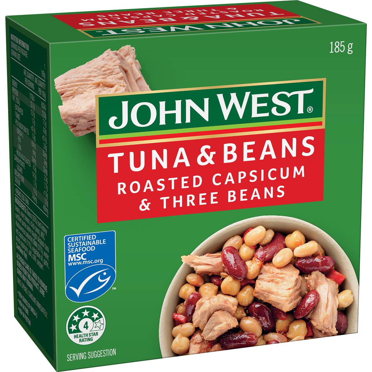 Calories in John West Tuna With Roast Capsicum & 3 Beans calcount