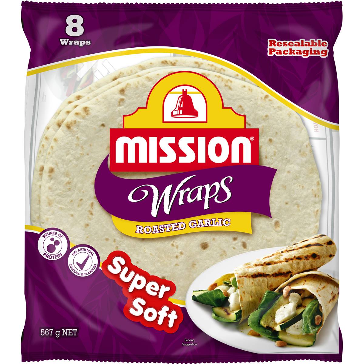 Calories in Mission Wraps Roasted Garlic calcount