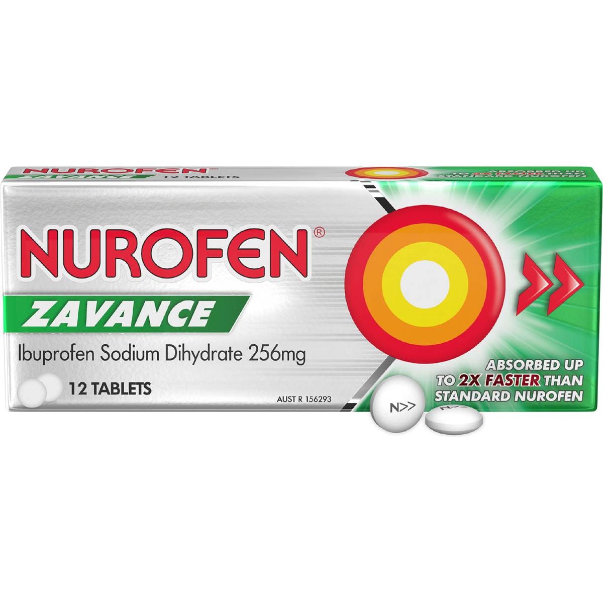 Nurofen Zavance Fast Pain Relief Tablets 256Mg Ibuprofen 12 pack