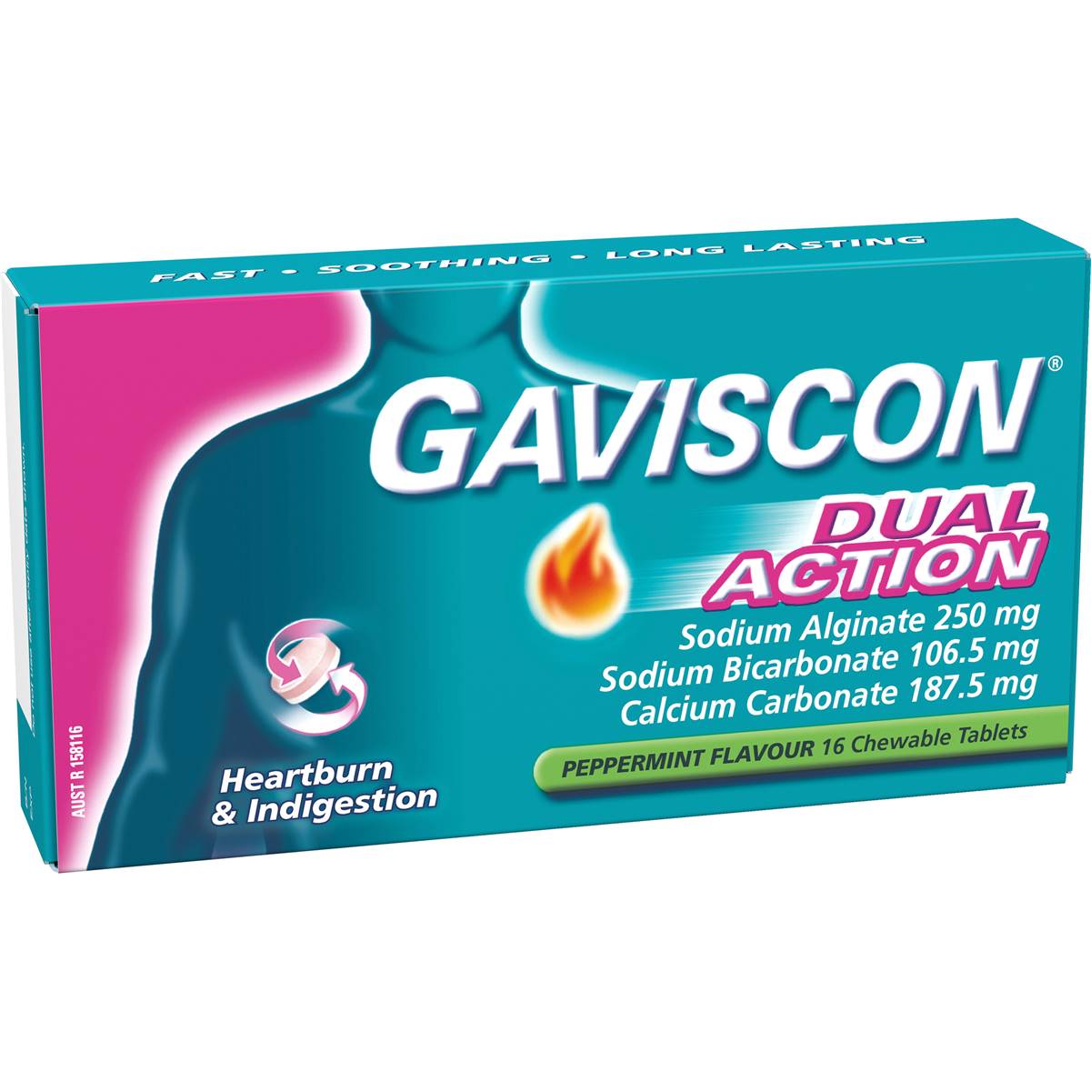 Gaviscon Dual Action Heartburn & Indigestion Chewable Tablets 16 pack