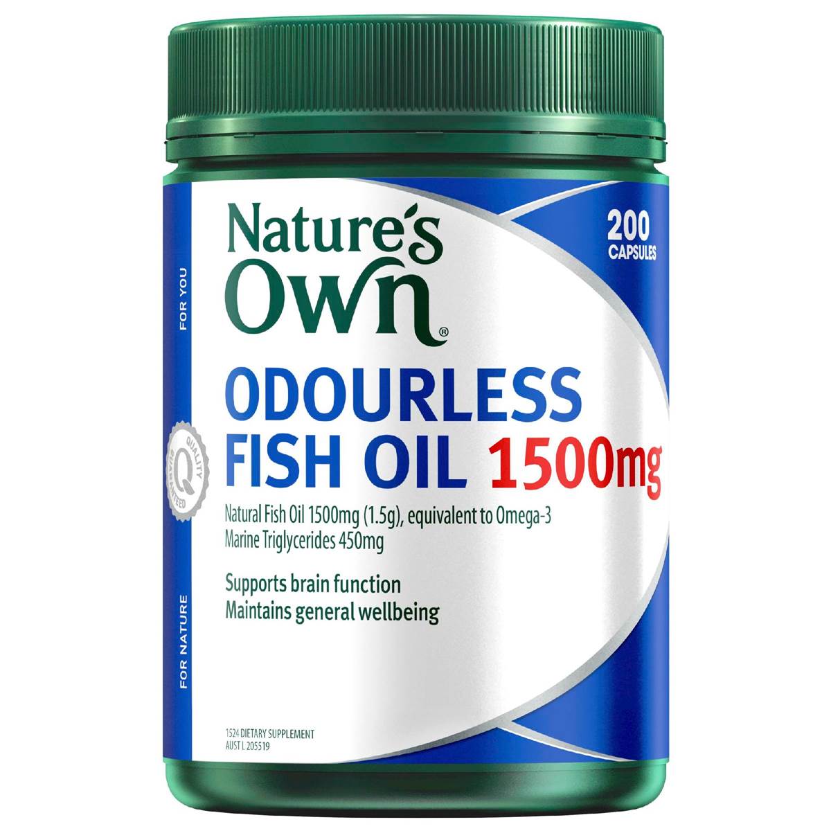 Nature's Own Fish Oil Odourless 1500mg Capsules 200 pack