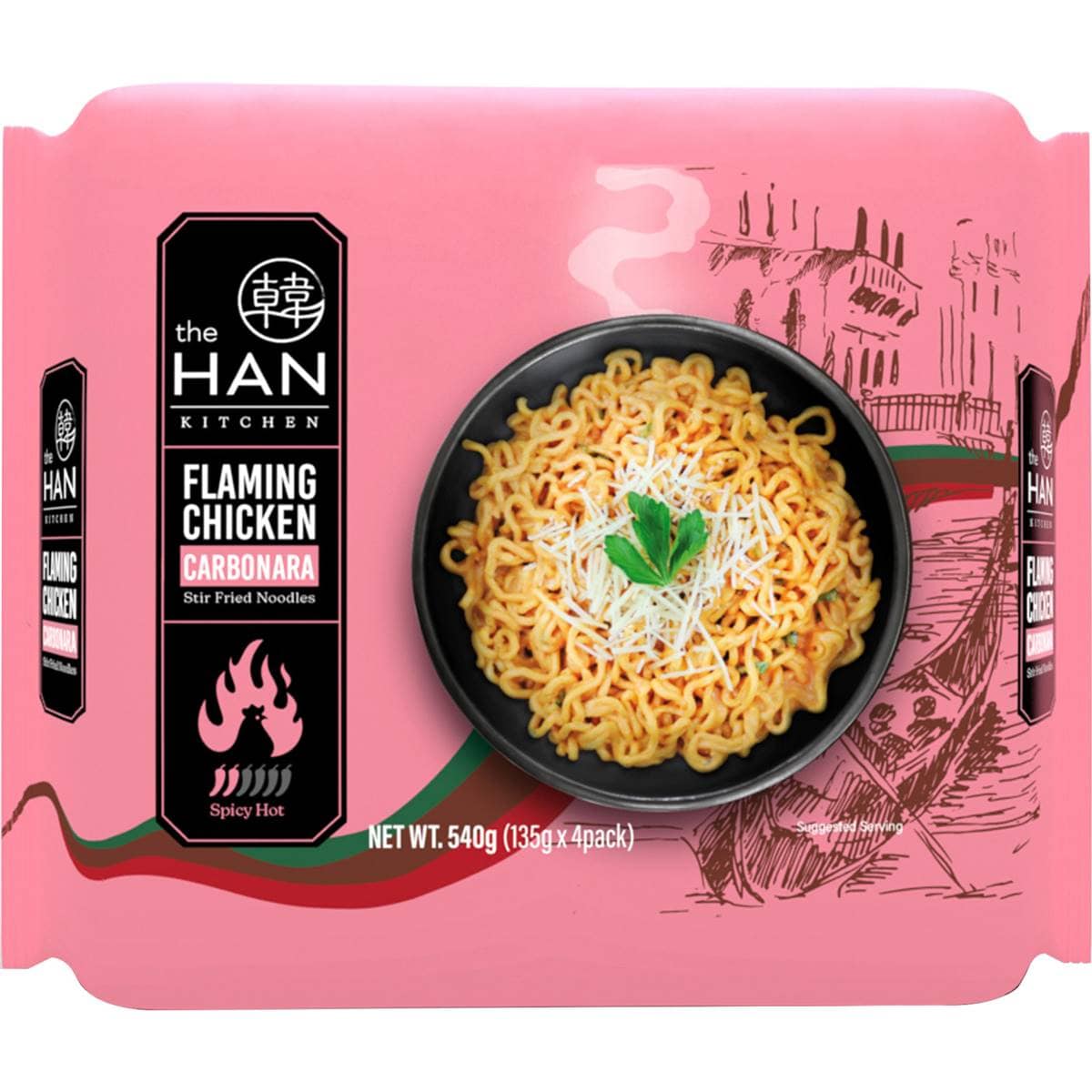 The Han Kitchen Flaming Chicken Carbonara Noodles