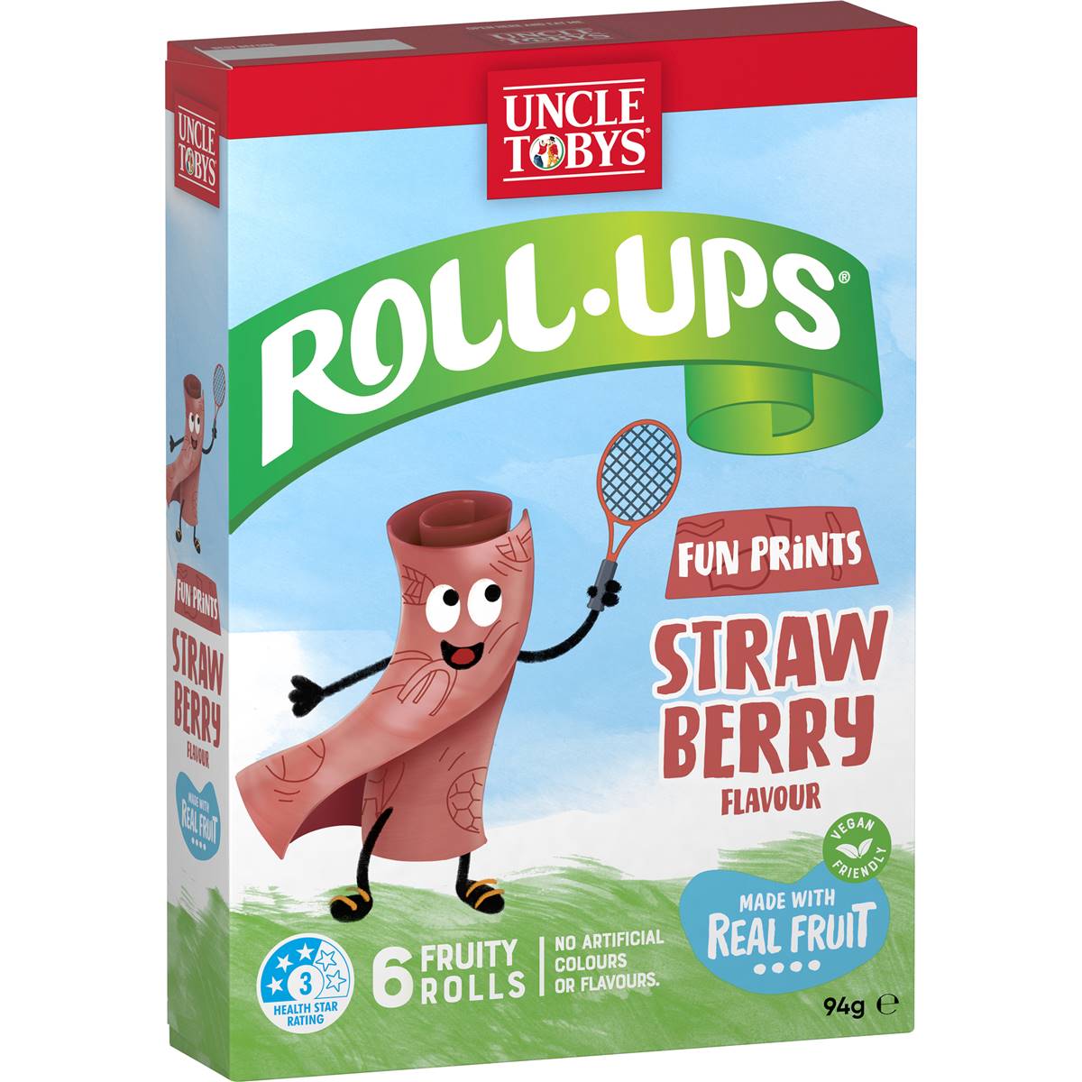 Calories in Uncle Tobys Roll-ups Strawberry Fun Prints