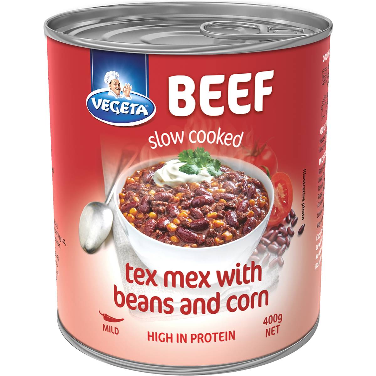Calories in Vegeta Beef Slow Cooked Tex Mex With Beans & Corn