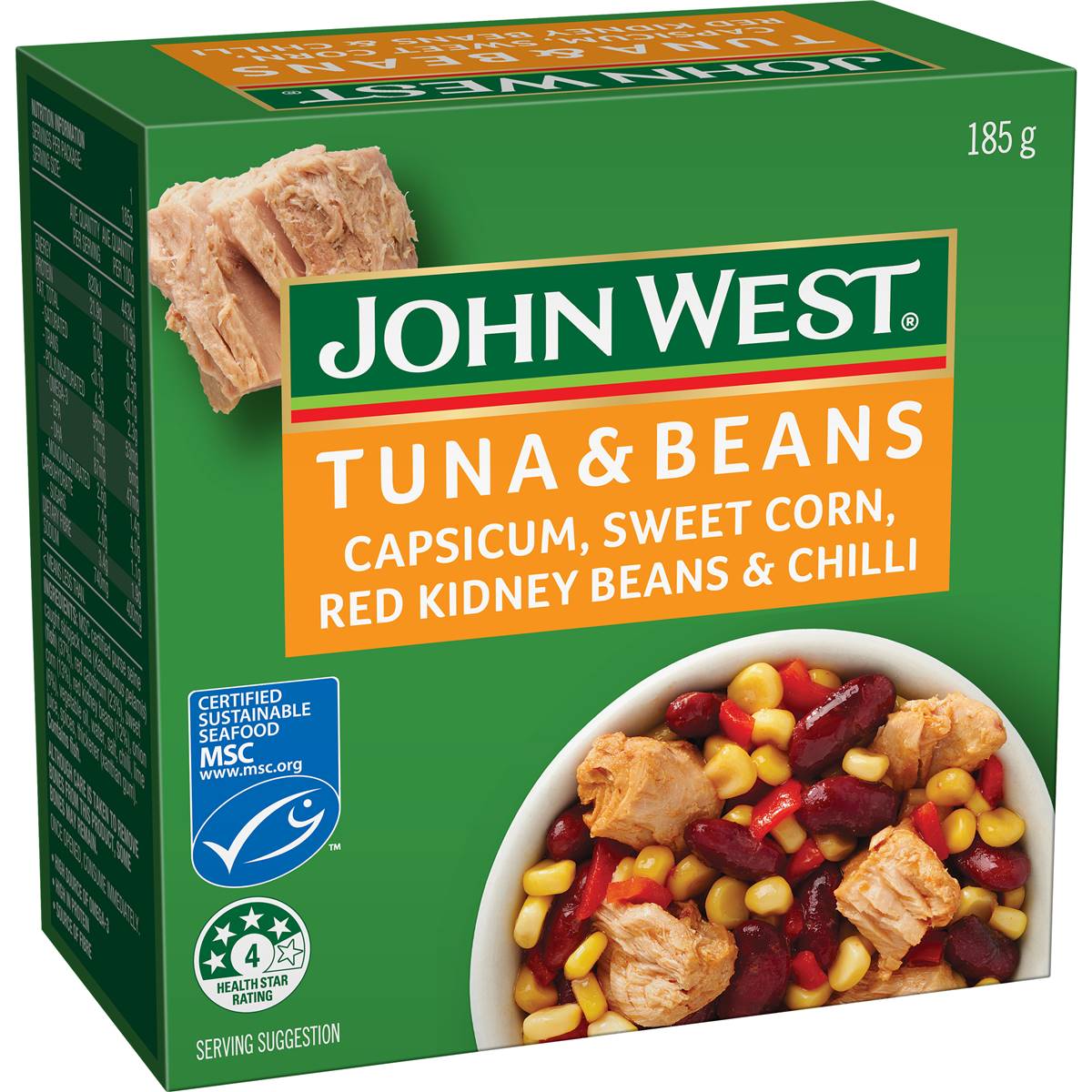 Calories in John West Tuna Beans Capsicum Corn & Chilli Calorie Counter