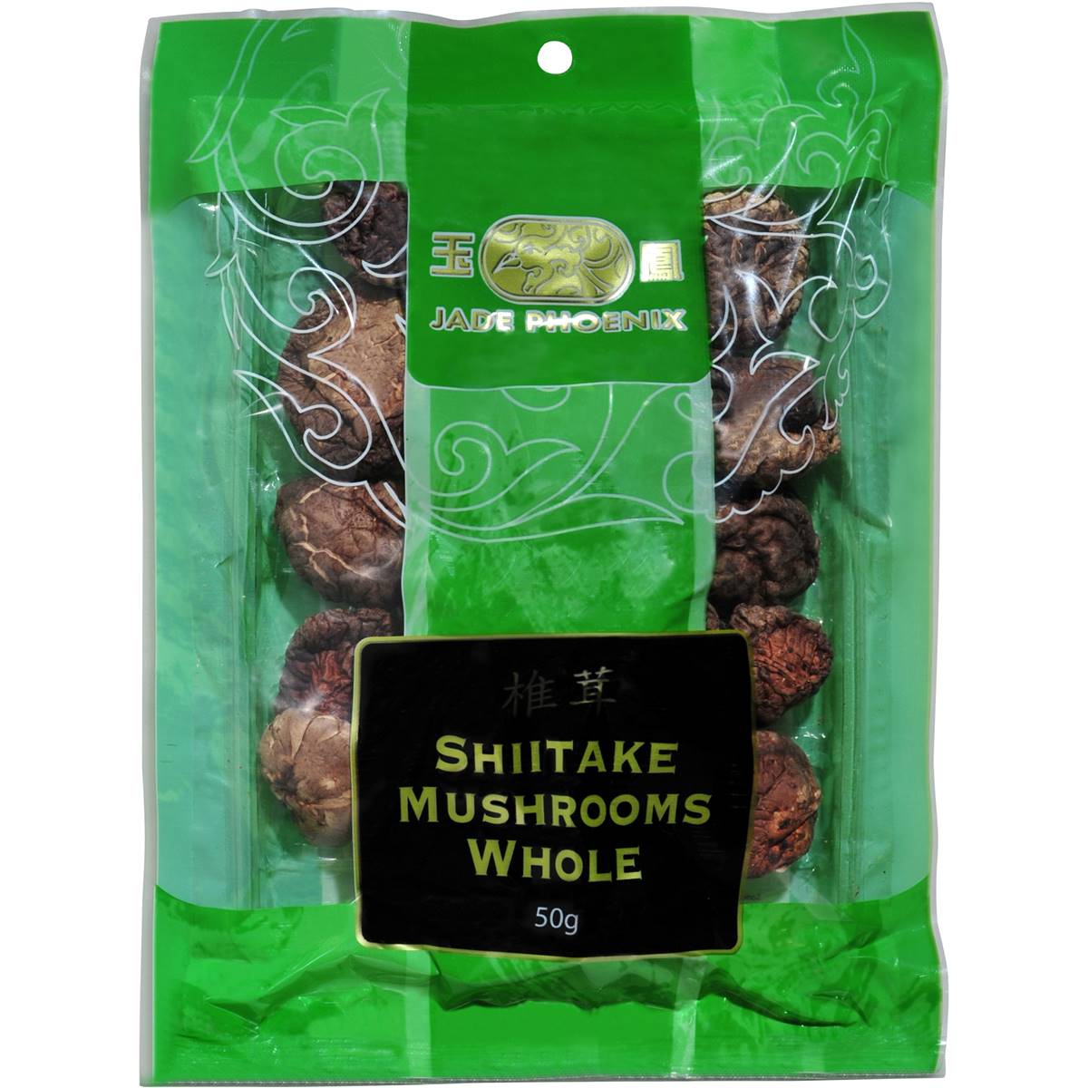 Calories in Jade Phoenix Ingredients Mushroom Dried Whole Shiitake