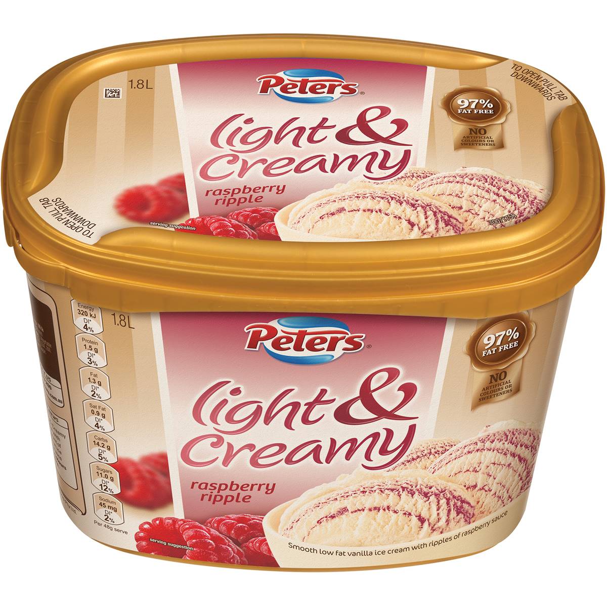 Calories in Peters Light & Creamy Raspberry Ripple Ice Cream