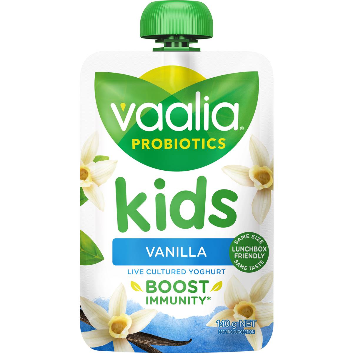 Calories in Vaalia Kids Probiotic Yoghurt Pouch Vanilla