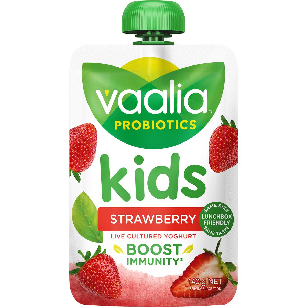 Calories in Vaalia Kids Probiotic Yoghurt Pouch Strawberry