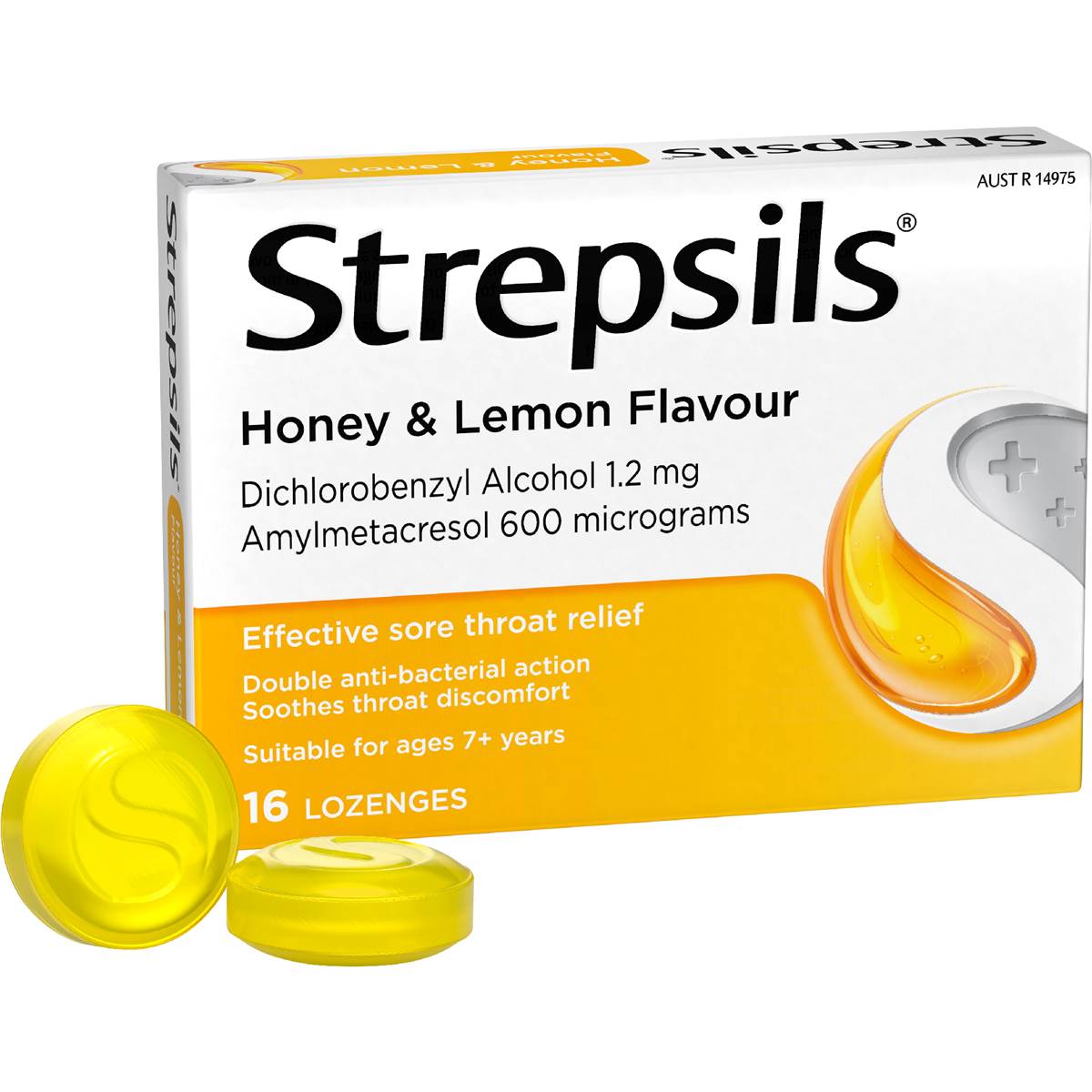 Strepsils Sore Throat Antibacterial Lozenge Honey & Lemon 16 pack