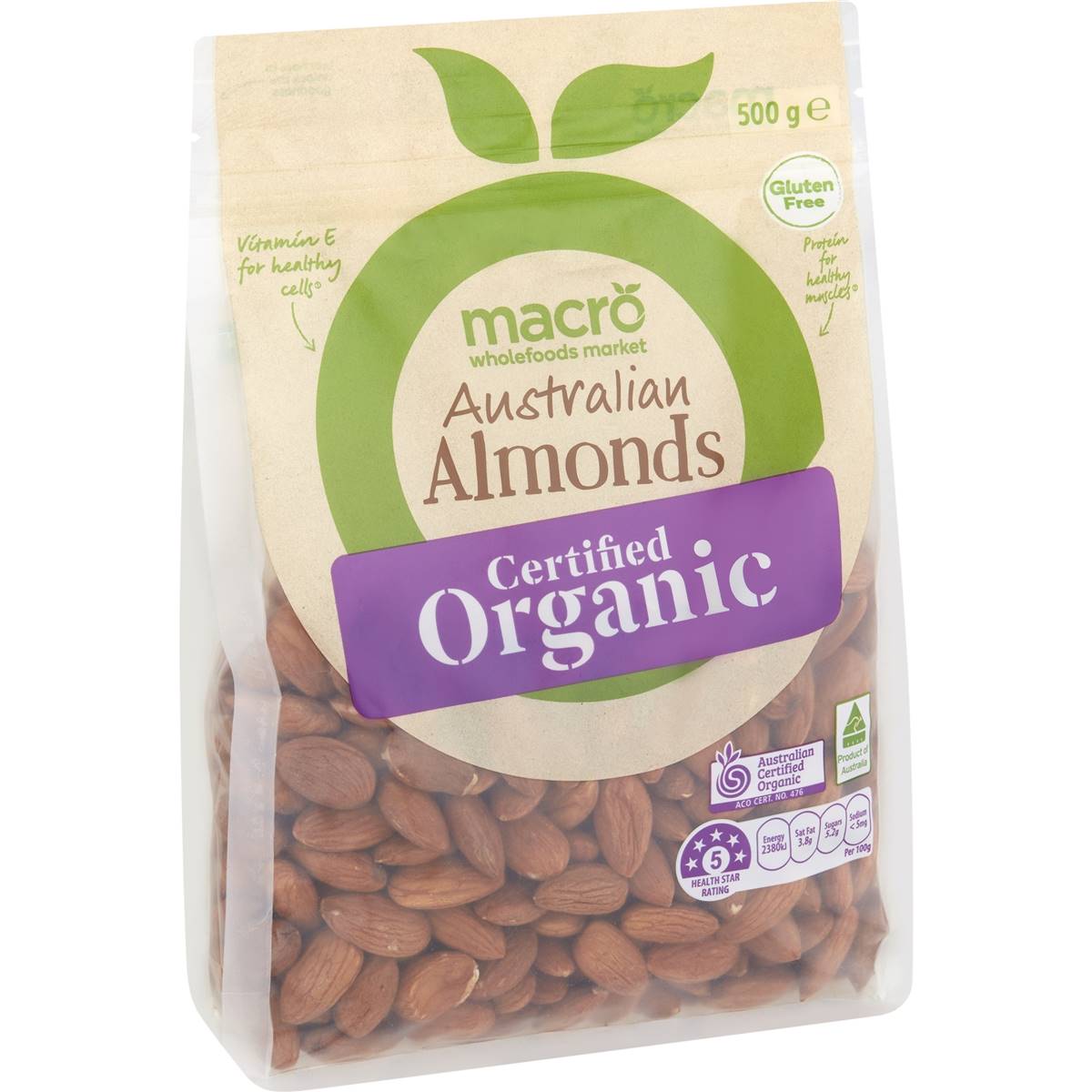 Calories in Macro Organic Almonds Almonds