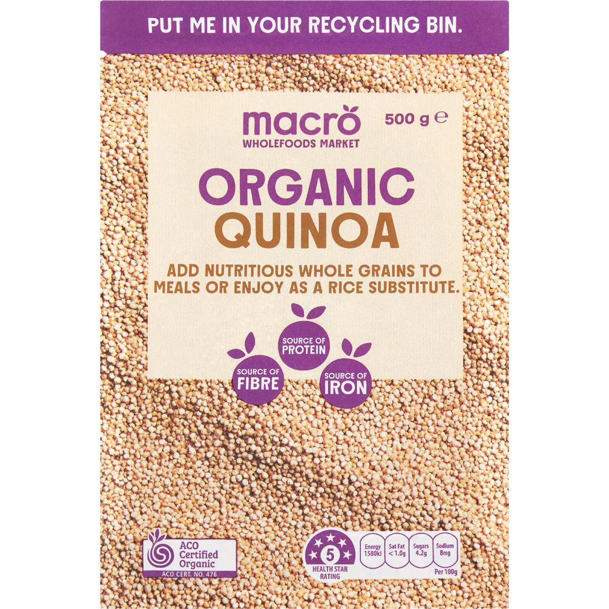 Calories in Macro Organic Quinoa calcount