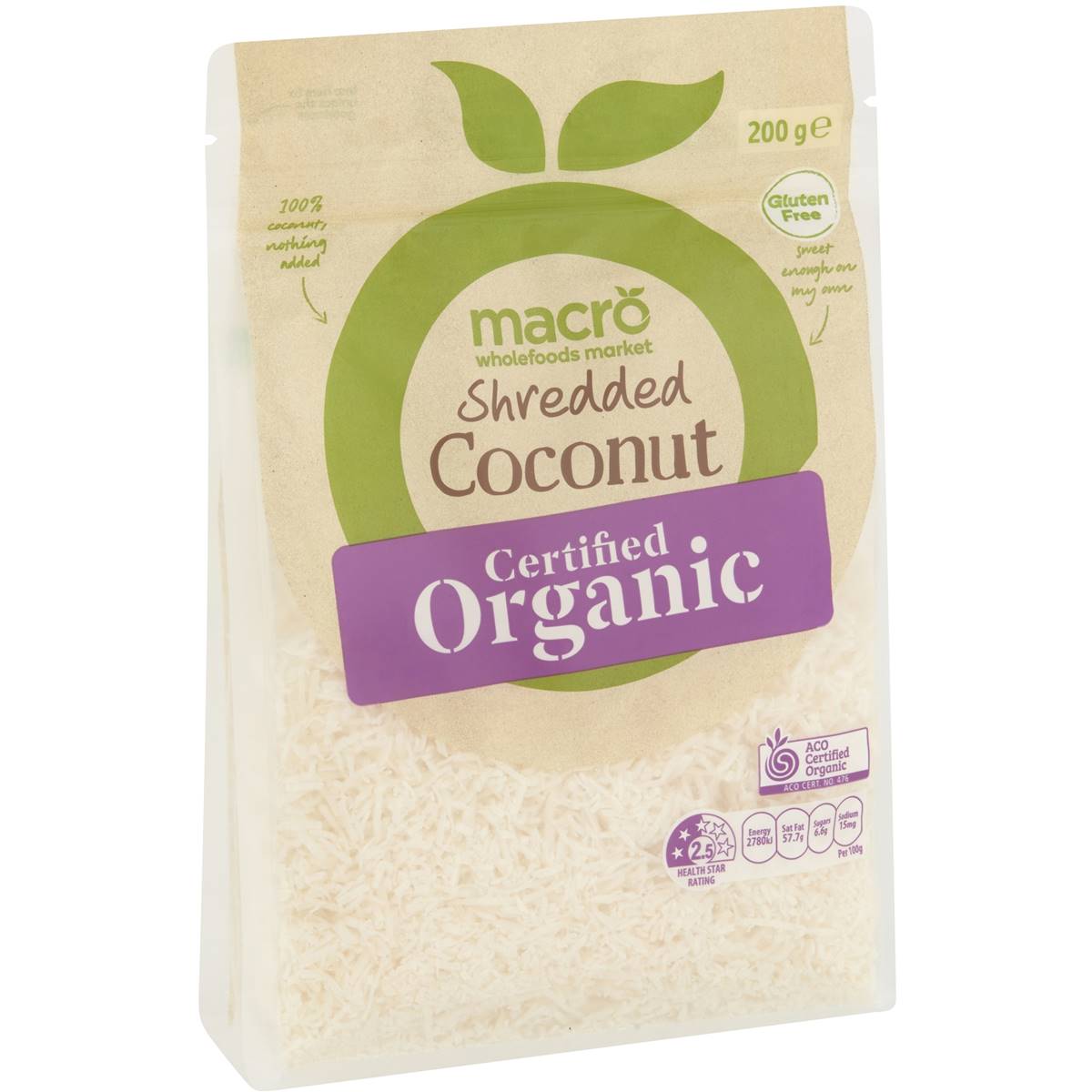 Calories in Macro Organic Shredded Coconut