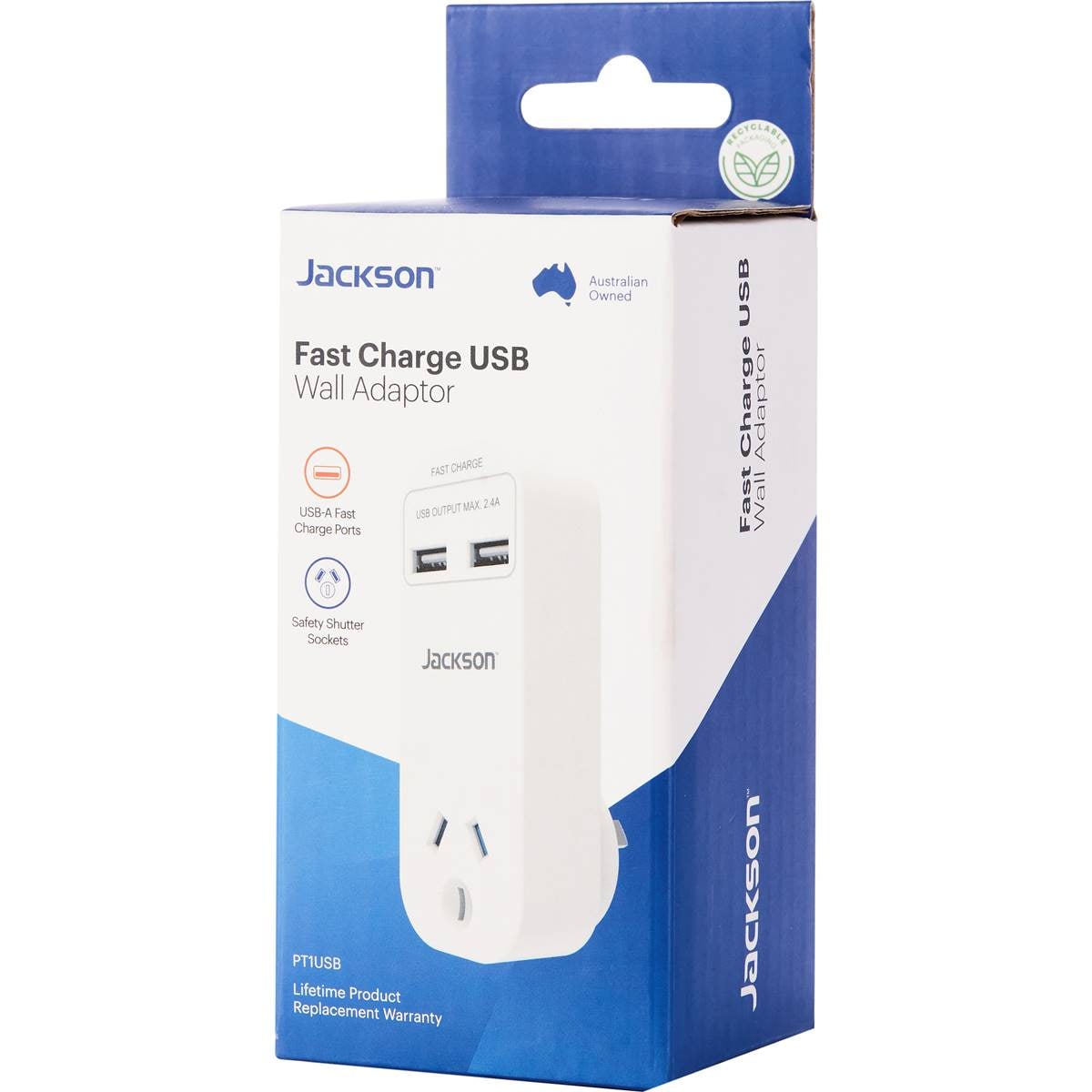 Jackson Fast Charge USB Wall Charger 2 Outlet