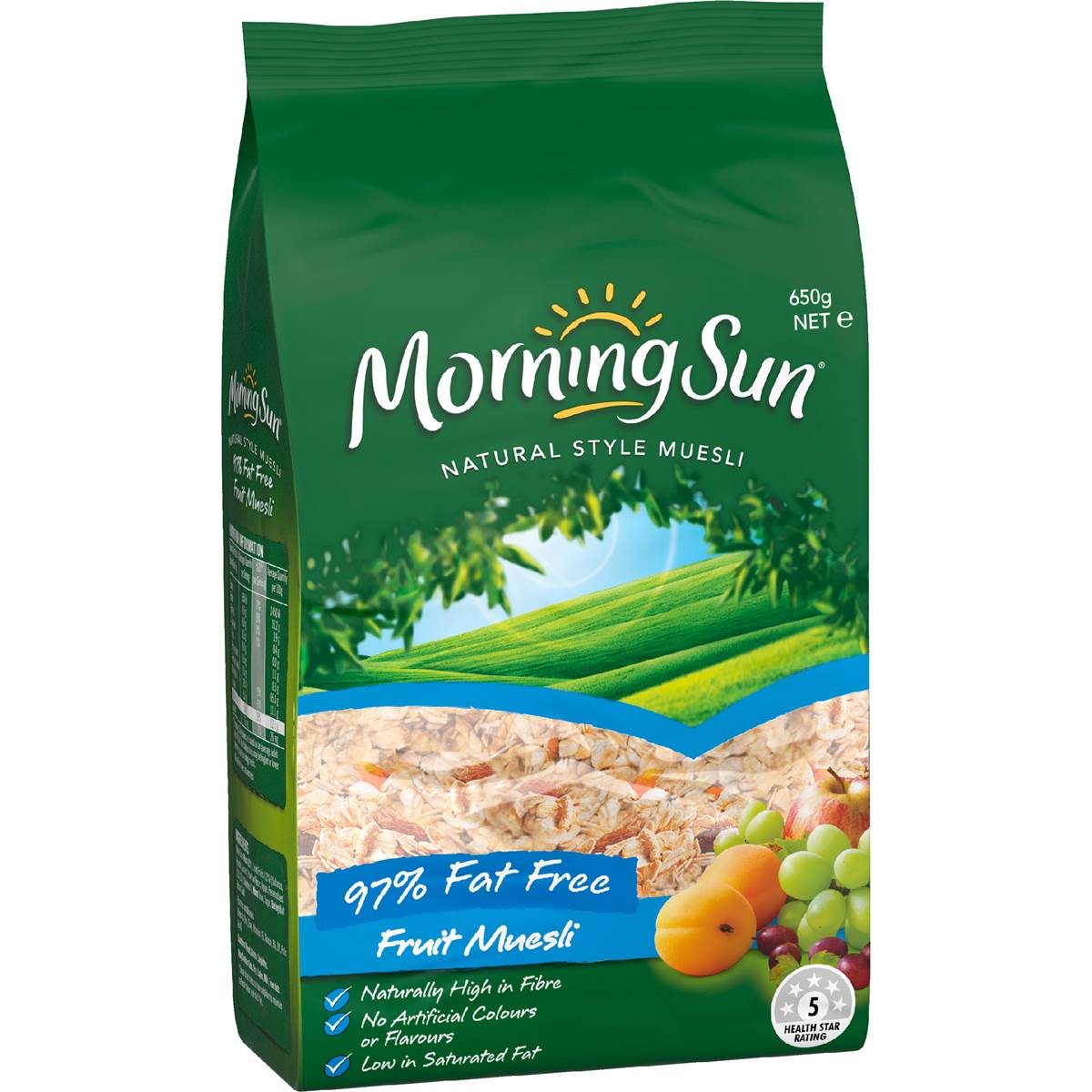 Calories in Morning Sun Muesli Natural Style 97 Fat Free calcount