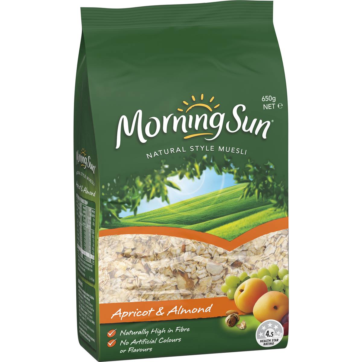 Calories in Morning Sun Muesli Natural Style Apricot & Almond calcount