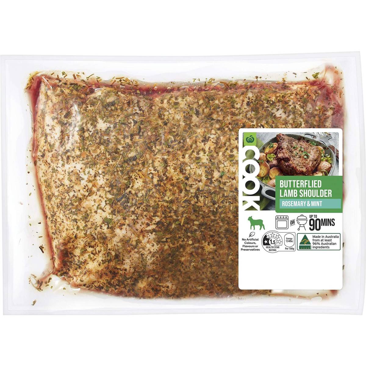 Calories in Woolworths Cook Butterflied Lamb Shoulder With Rosemary & Mint