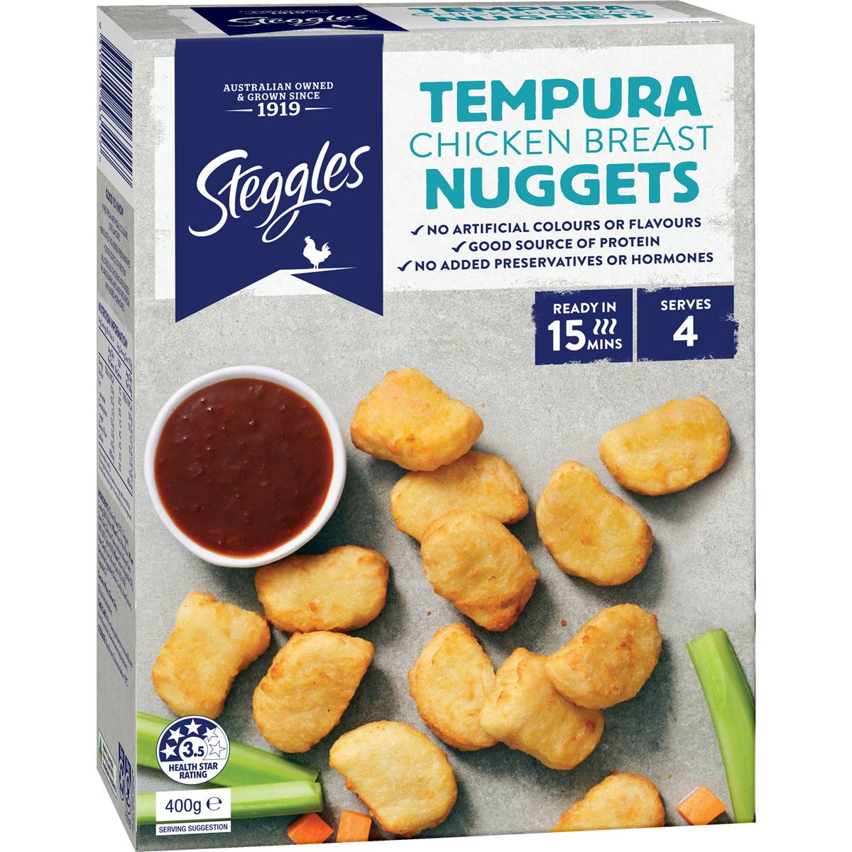 Calories in Steggles Tempura Chicken Breast Nuggets calcount