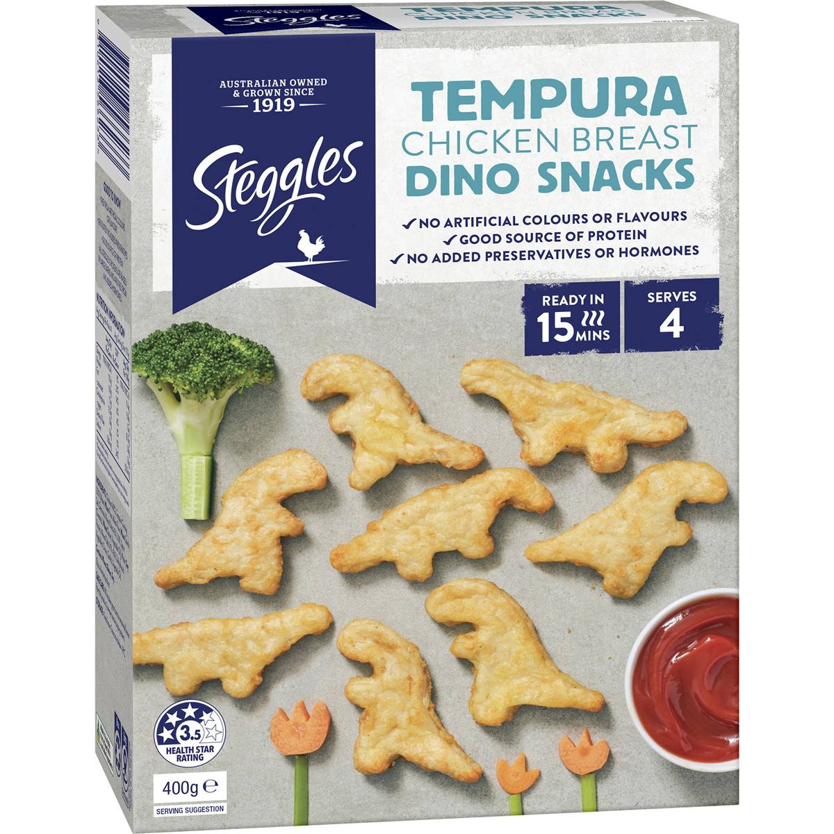 Calories in Steggles Tempura Chicken Dino Snacks calcount