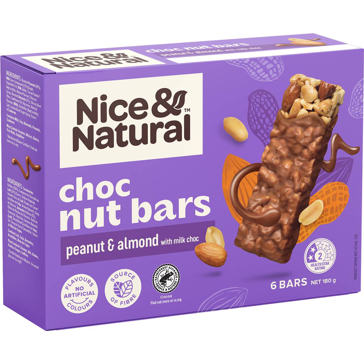 Calories in Nice & Natural Chocolate Nut Bar Peanut & Almond calcount
