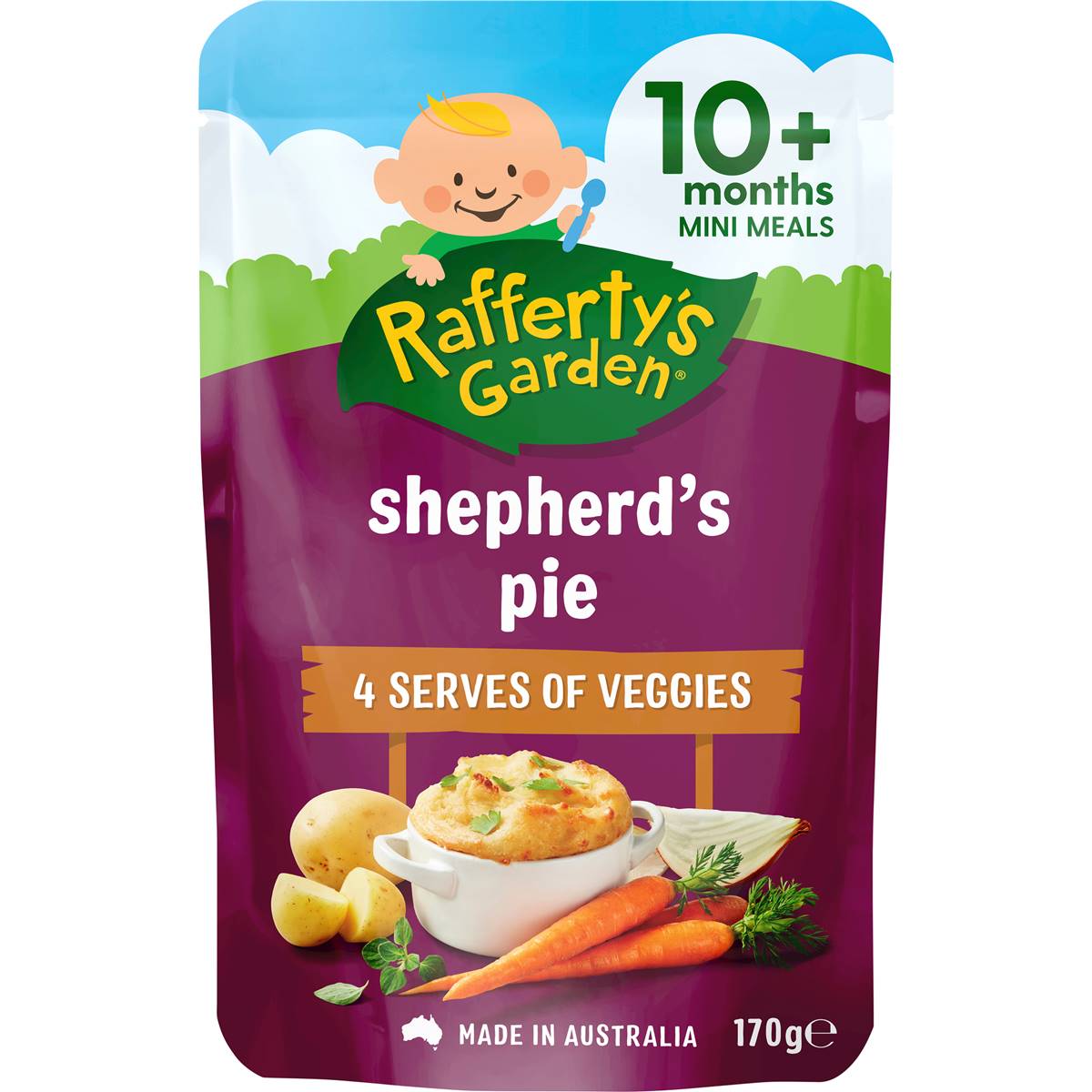 Calories in Rafferty's Garden Baby Food Pouch Shepherd's Pie 10+ Months