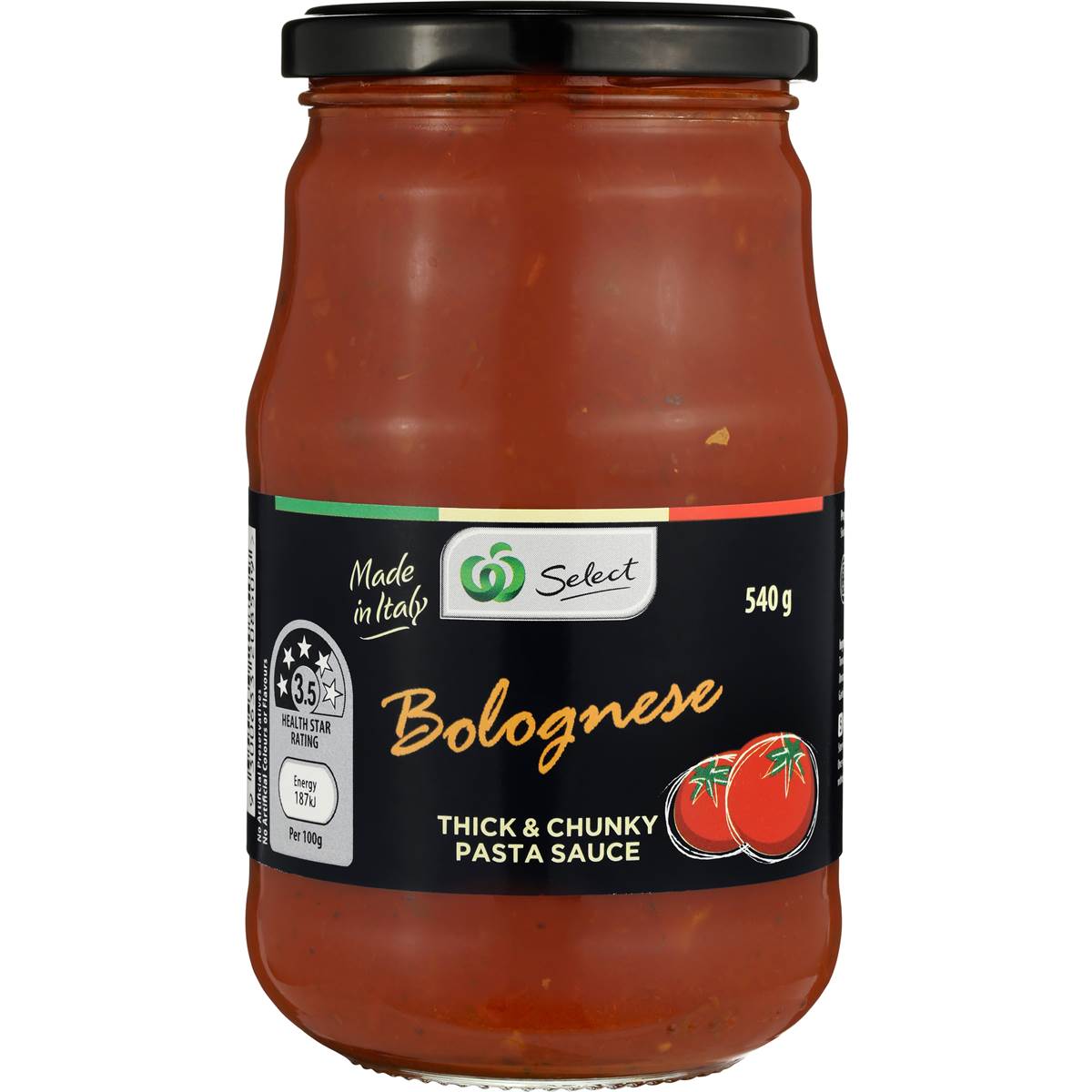 Woolworths Select Pasta Sauce Bolognese 540g | Woolworths