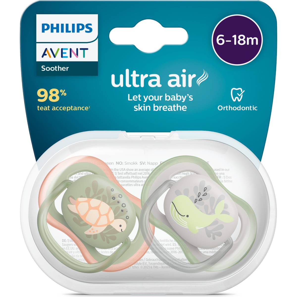 Philips Avent Ultra Air Soother 6-18M Assorted 2 pack