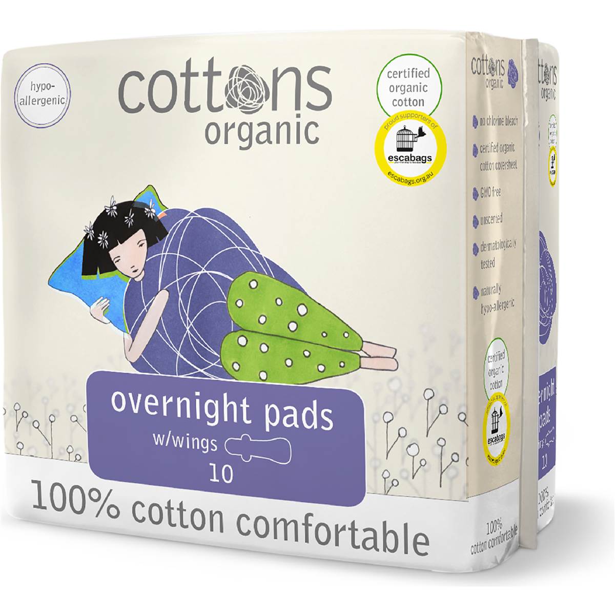 Cottons Overnight Pads With Wings 10 pack