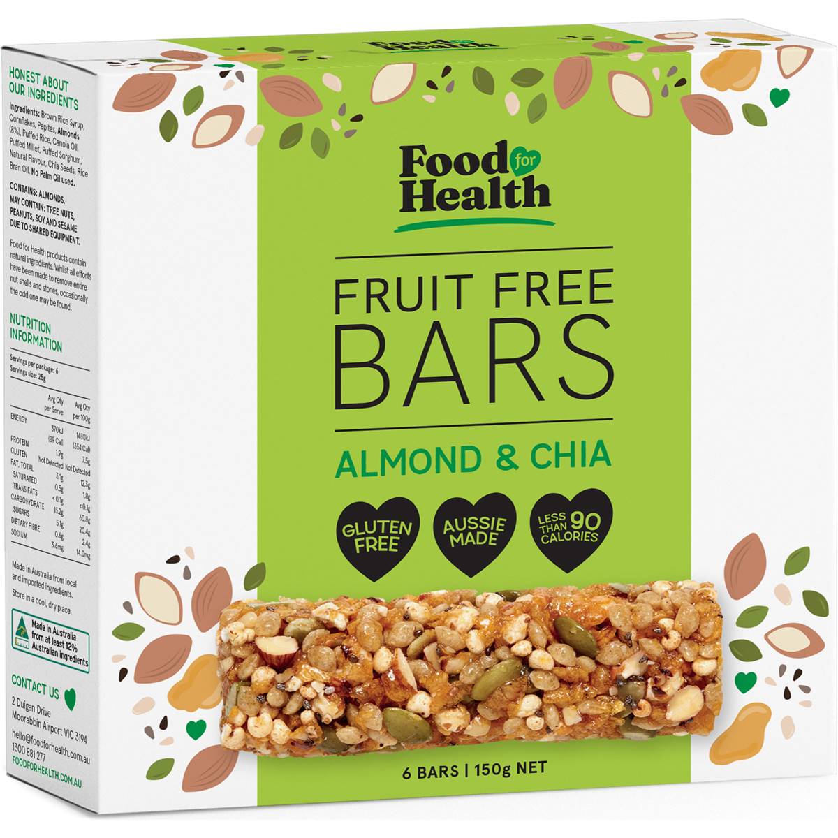 Calories in Food For Health Bars Fruit Free calcount