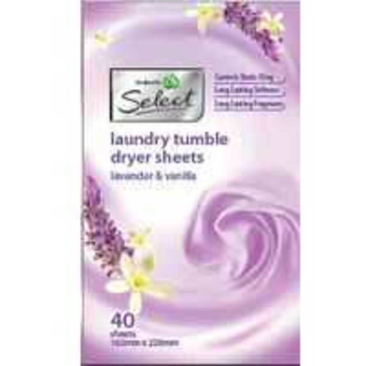 Woolworths Select Fabric Softener Dryer Sheets Lavender Vanilla 40pk