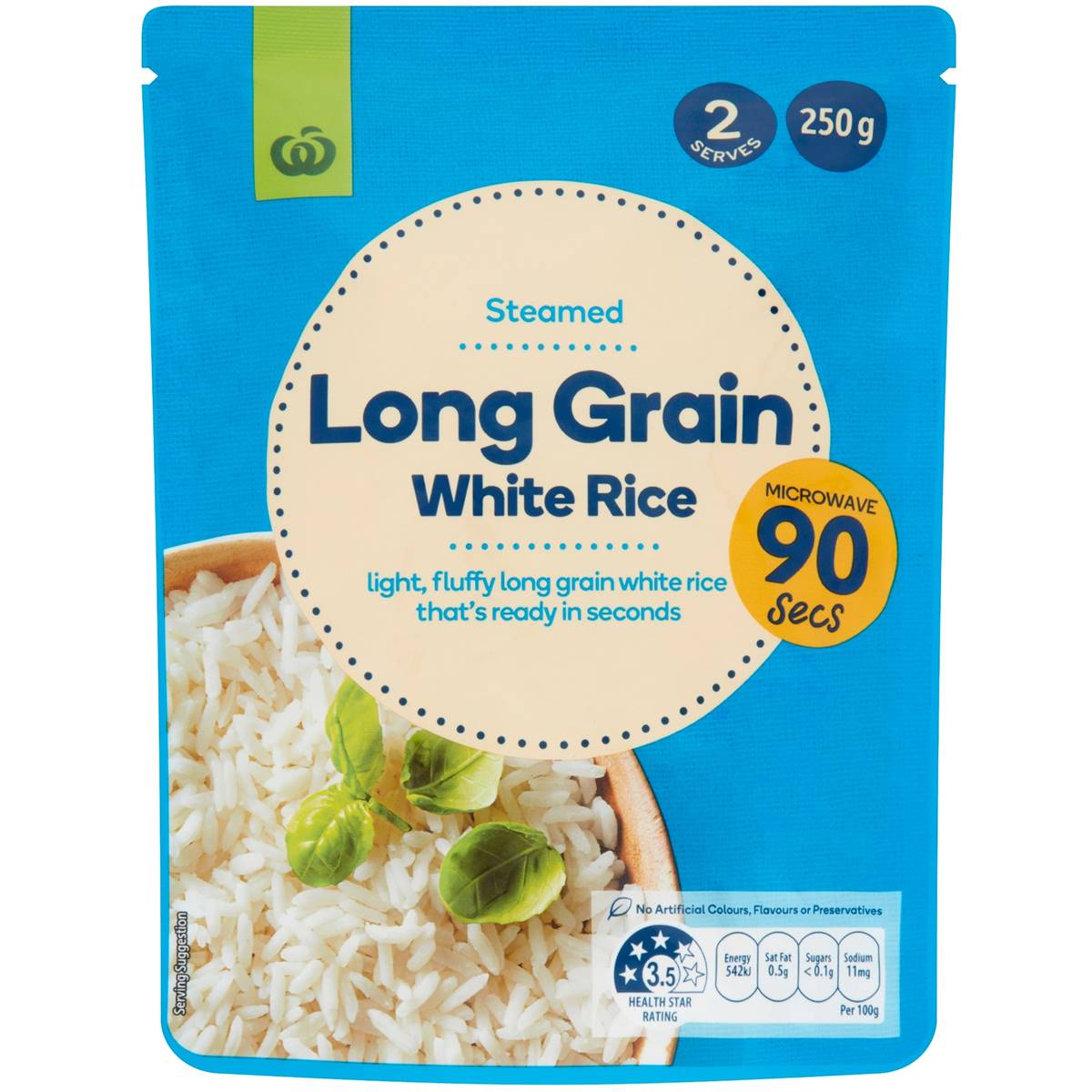 Calories in Woolworths Microwave Long Grain White Rice