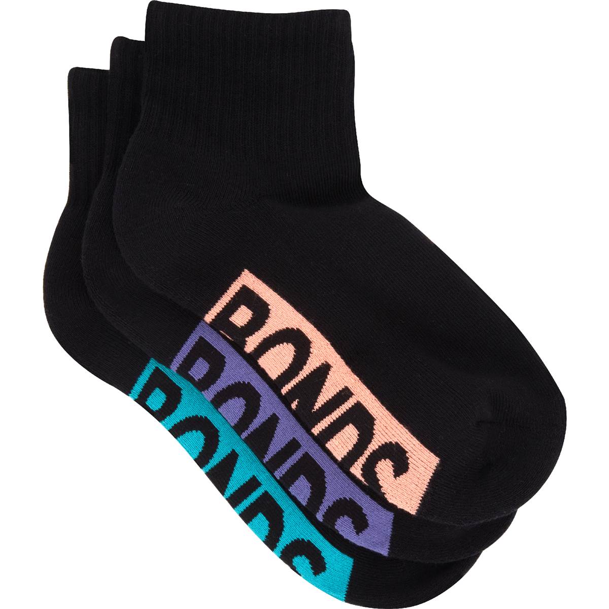 Bonds Ladies Sport 1/4 Socks Size 8-11 Assorted 3 pack