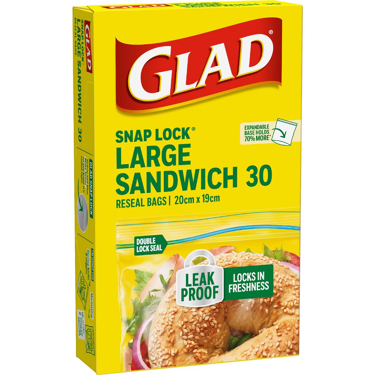 Glad Snap Lock Resealable Large Sandwich Bags