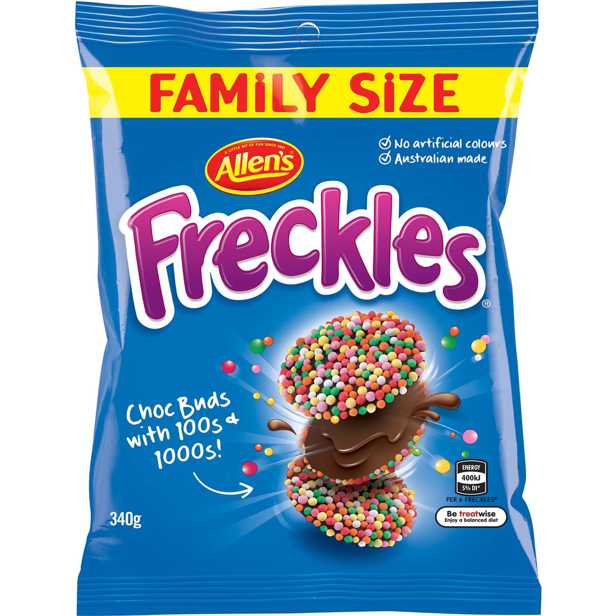 Calories in Allen's Freckles Family Bag Lollies