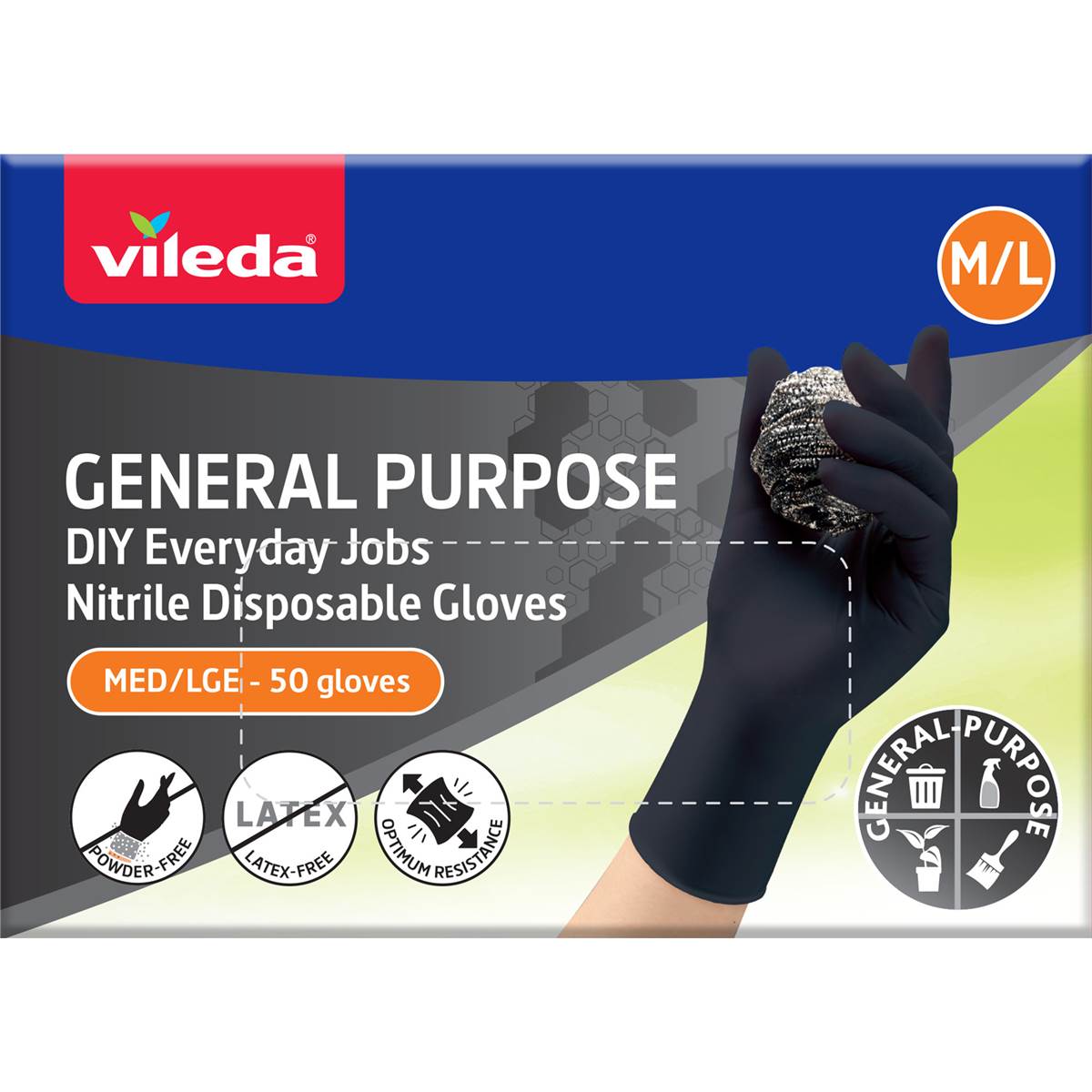 Vileda General Purpose Nitrile Gloves Medium/Large