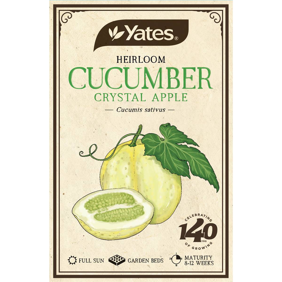 Yates Heirloom Cucumber Crystal Apple Seeds each