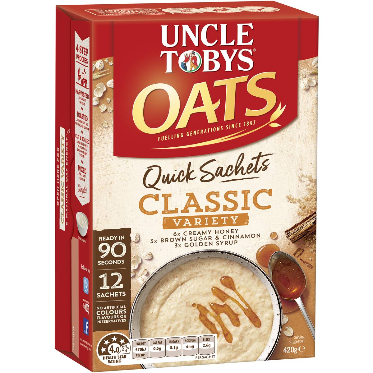 Uncle Tobys Oats Quick Sachets Classics Variety Porridge