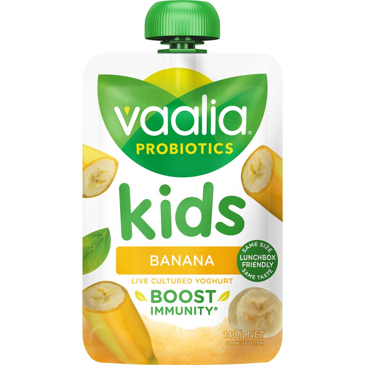 Calories in Vaalia Kids Probiotic Yoghurt Pouch Banana