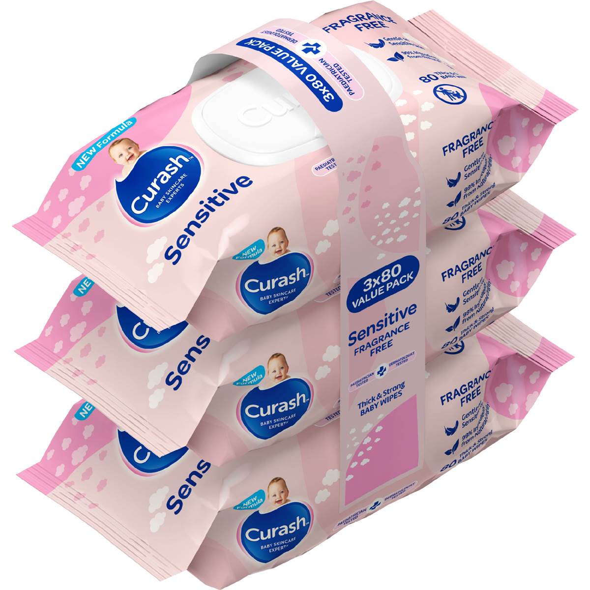 Curash Baby Wipes Fragrance Free 240 pack